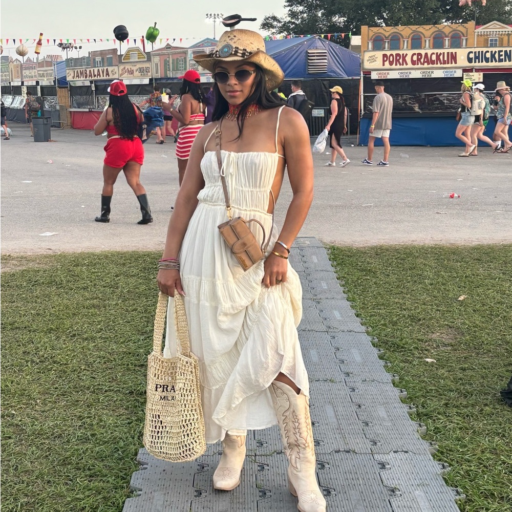 Free People Cream Backless Dress